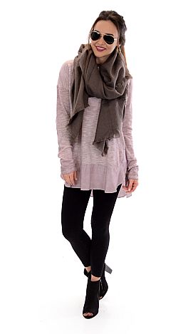 Oil Washed Knit Tunic, Mauve