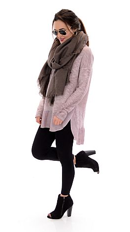 Oil Washed Knit Tunic, Mauve