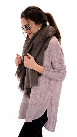 Oil Washed Knit Tunic, Mauve