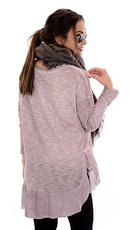 Oil Washed Knit Tunic, Mauve