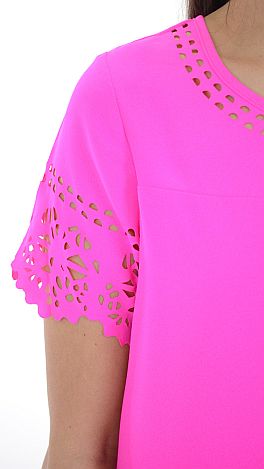 Laser Cut Shift, Neon Pink