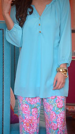 Reese Tunic, Aqua Blue