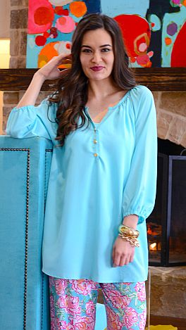 Reese Tunic, Aqua Blue