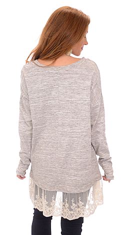 Speckle Tunic with Lace Hem