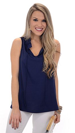 Navy Ruffle Shirt