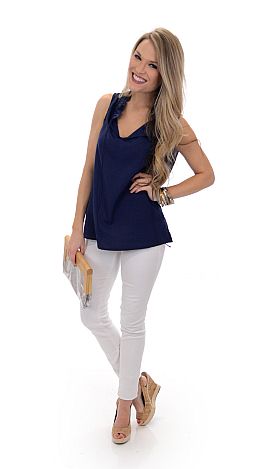 Navy Ruffle Shirt