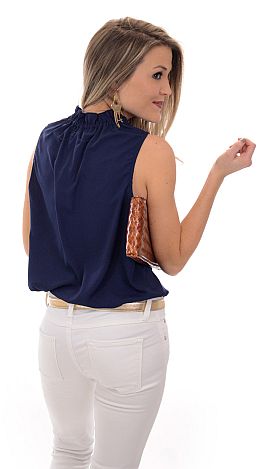 Navy Ruffle Shirt