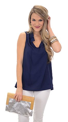 Navy Ruffle Shirt