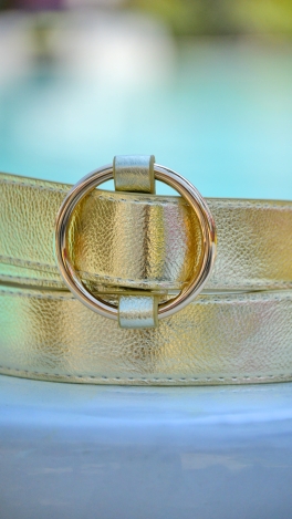 Circle Buckle Belt, Gold