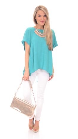 Cotton Baby Doll Top, Teal