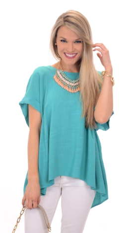 Cotton Baby Doll Top, Teal