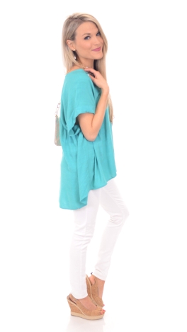 Cotton Baby Doll Top, Teal