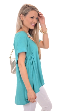 Cotton Baby Doll Top, Teal