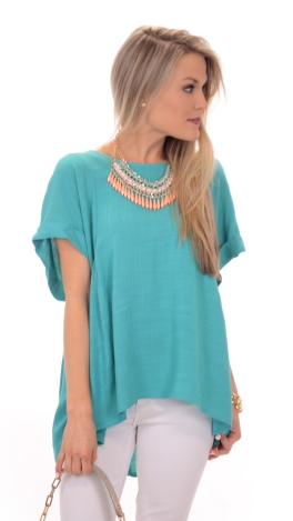 Cotton Baby Doll Top, Teal