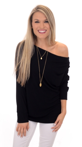 Flashdance Ribbed Top, Black