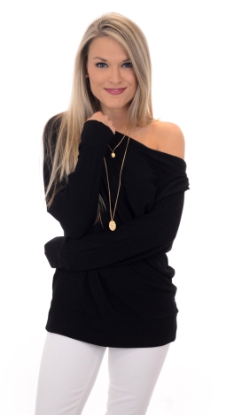 Flashdance Ribbed Top, Black