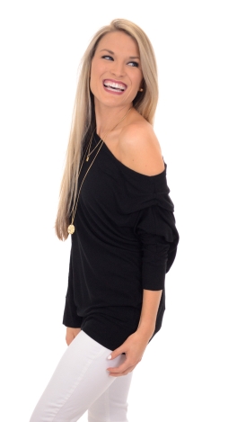 Flashdance Ribbed Top, Black