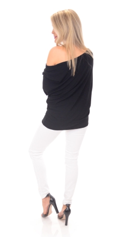 Flashdance Ribbed Top, Black