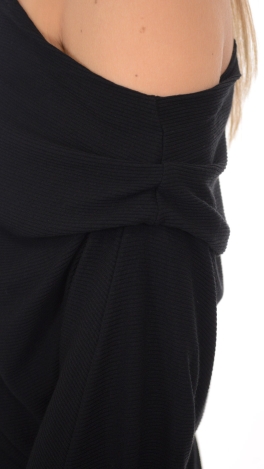 Flashdance Ribbed Top, Black