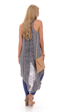 Lace Back Duster Vest