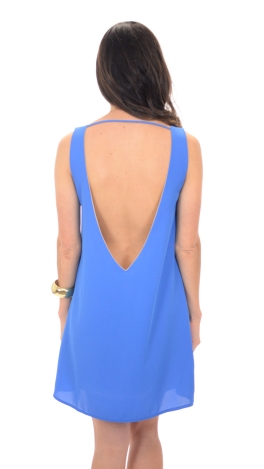 V Back Dress, Blue