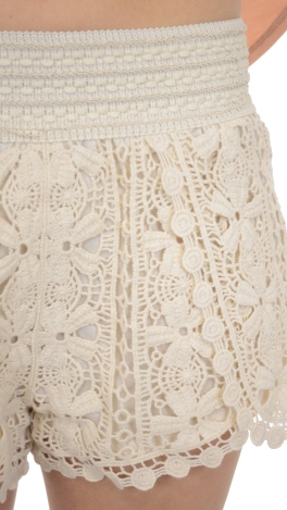 Cream Crochet Shorts