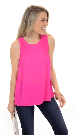 Pleated Swing Tank, Hot Pink