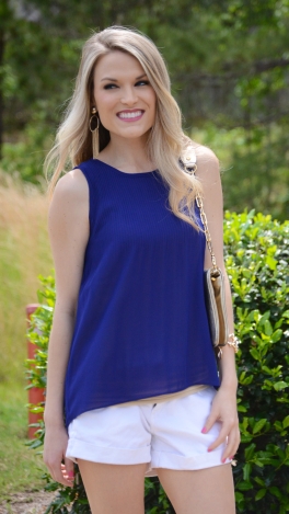 Pleated Swing Tank, Royal Blue