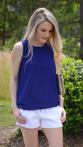 Pleated Swing Tank, Royal Blue