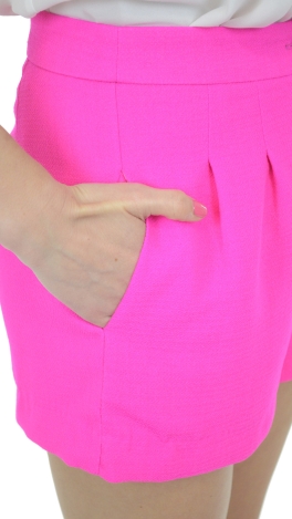 Pleated Pocket Shorts, Neon Pink