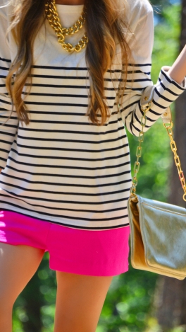 Pleated Pocket Shorts, Neon Pink