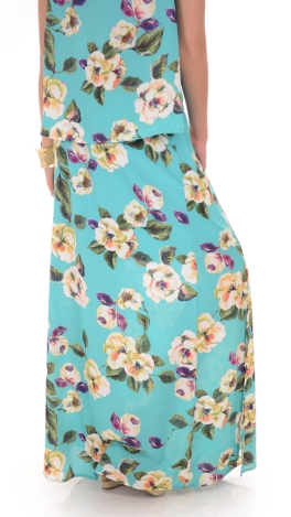 Turquoise Blooms Skirt Set
