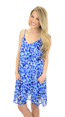 Favorite Slip Dress, Blue Leopard