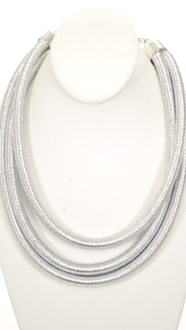 Triple Coil Necklace, Silver