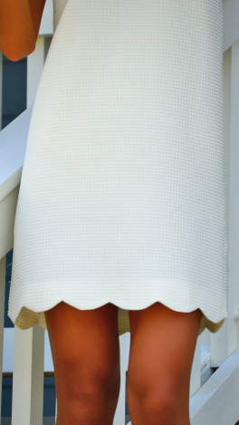 Waffled Scallop Dress, Ivory