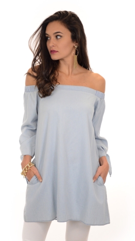 Off Shoulder Denim Dress