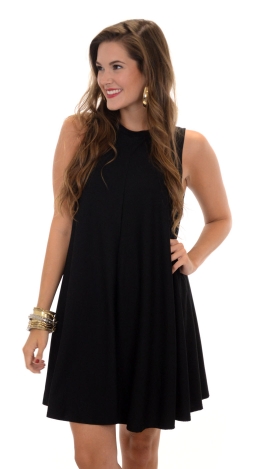 Slinky Textured Tank Dress, Black