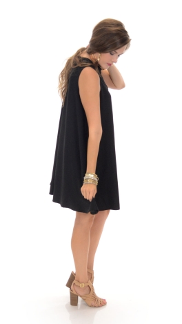 Slinky Textured Tank Dress, Black