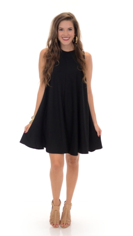 Slinky Textured Tank Dress, Black