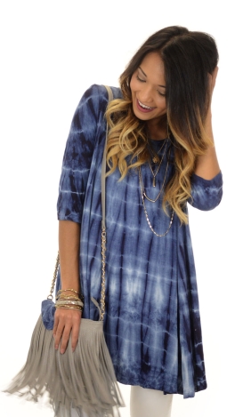 Basic Tie Dye Tunic, Navy