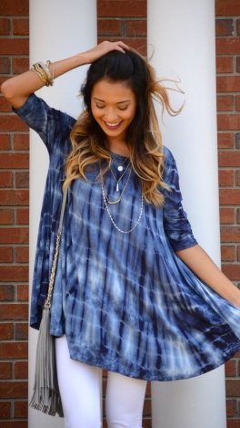 Basic Tie Dye Tunic, Navy