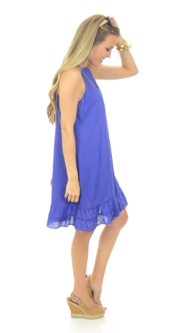 Pintuck Slip Dress, Blue