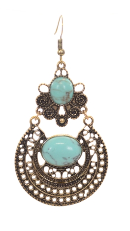 Turquoise Medallion Earring, Gold
