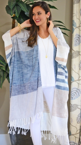 Striped Wrap Kimono