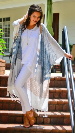 Striped Wrap Kimono