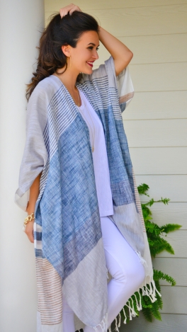 Striped Wrap Kimono