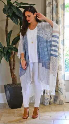 Striped Wrap Kimono