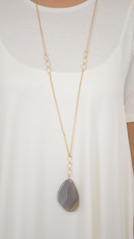 Skipping Stone Necklace, Gray