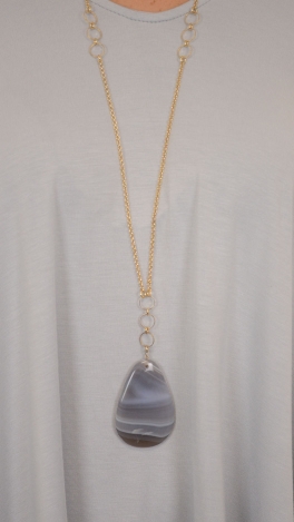 Skipping Stone Necklace, Gray