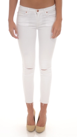 KARLIE Knee Slit Jeans, White